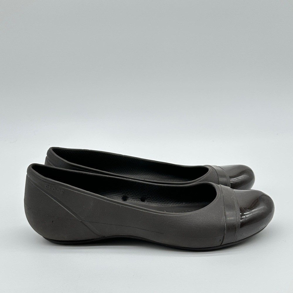 Crocs Ballet Flats Womens Size 8 Brown Cap Toe Comfort Casual Slip On Shoes - Picture 3 of 10